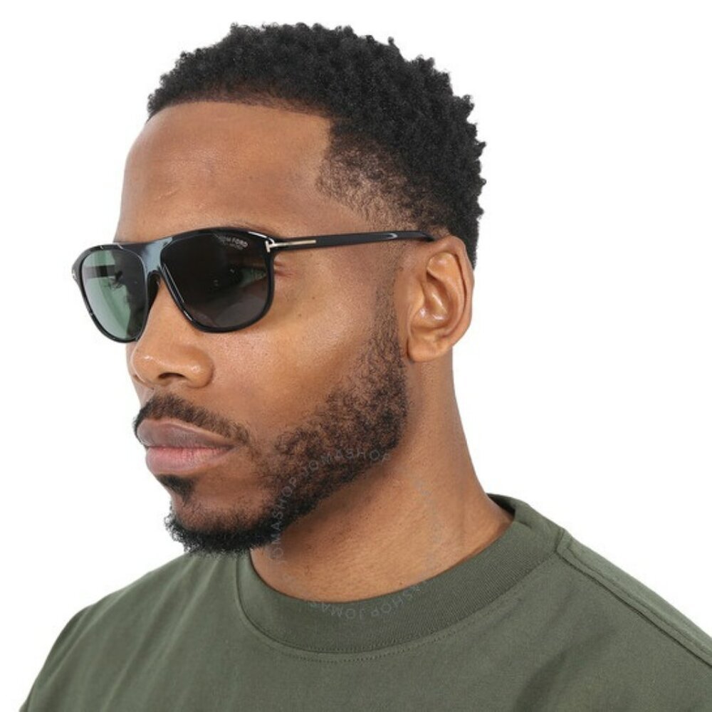 Tom Ford Men Black Green Polarized BRAND NEW Sunglasses PRESCOTT FT1027 01R - Picture 10 of 12